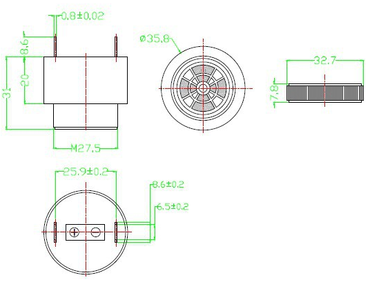 36mm piezo buzzer