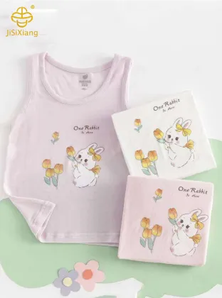 Cute little bear print sleeveless baby jumpsuit