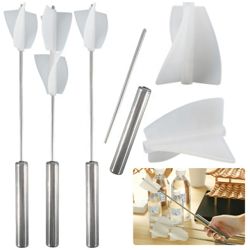 Ferramenta de artesanato de resina DIY INTODIY: Agitador semi-automático de aço inoxidável com pá de mistura de silicone