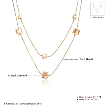Jenia China Wholesale Double Chain Women Bead Colour Crystal Necklace