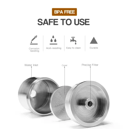 ICafilas for illy B Coffee Machine Refillable Filters Stainless Steel Reusable Metal Capsule & Tamper Spoon