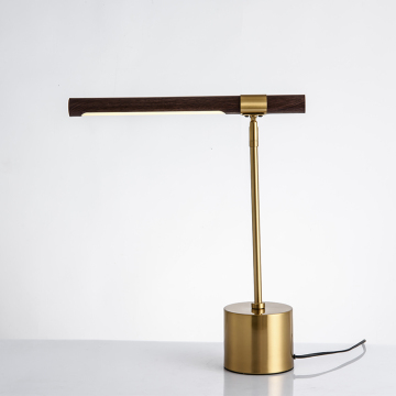 Wood-like Desk Lamp with Metal Base for Living Room, Bedroom, and Hotel Decor