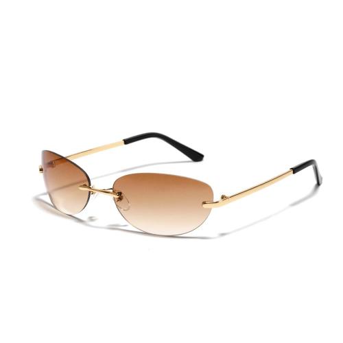 Mode -futuristische Sonnenbrille Vintage INS Trendy Simple Design Rahmenlose Sonnenbrille UV400 Metall Randless Shades