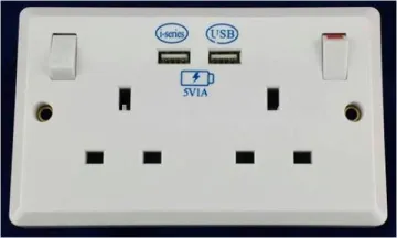 13A Bakelite Double Switched Socket outlet With Light, wall switch and socket