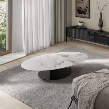 Modern Marble Coffee Table with Metal Base for Luxury Living Room Furniture