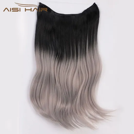 Aisi Hair One Piece Long Natural Straight Hair Extension Multicolor Clip In Heat Resistant Synthetic Fiber Halo Hair Extensions