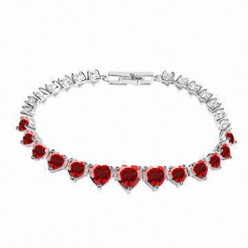Rhodium-plated Zircon Bracelet, Available in Color and Styles, Customized Designs are Accepted