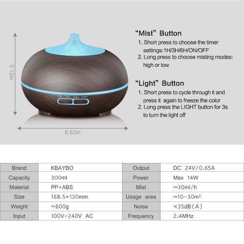 400ml Araomatherapy Wood Grain Aroma Diffuser Humidifier