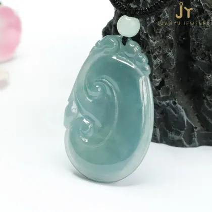 Wholesale Natural Burma Jade Ruyi Pendant Necklace - Handcarved Fashion Jewelry from Myanmar