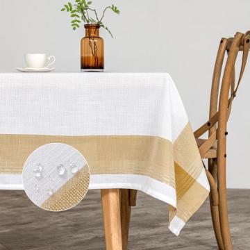 Faux Linen Wrinkle Resistant Tablecloth for Rectangle Tables