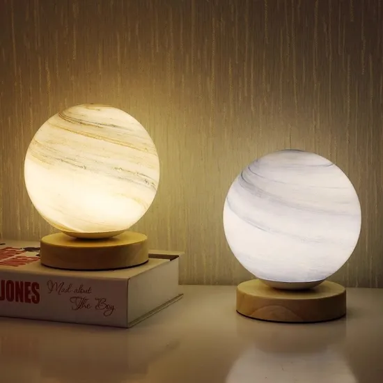 Planet Glass Desk Lamp Factory: Wholesale Night Light Table Lamps with LED Lights and Moon Design