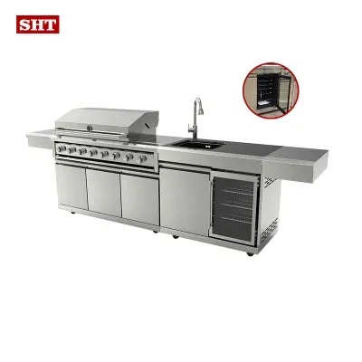 European Kitchen Island Grill Gas Commercial Stainless Steel Accessories