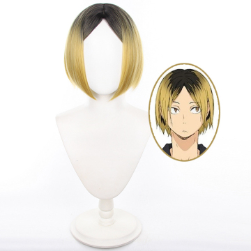 Haikyuu!! Kenma Kozume Cosplay Wigs - 35cm Yellow Synthetic Short Wig with Highlights