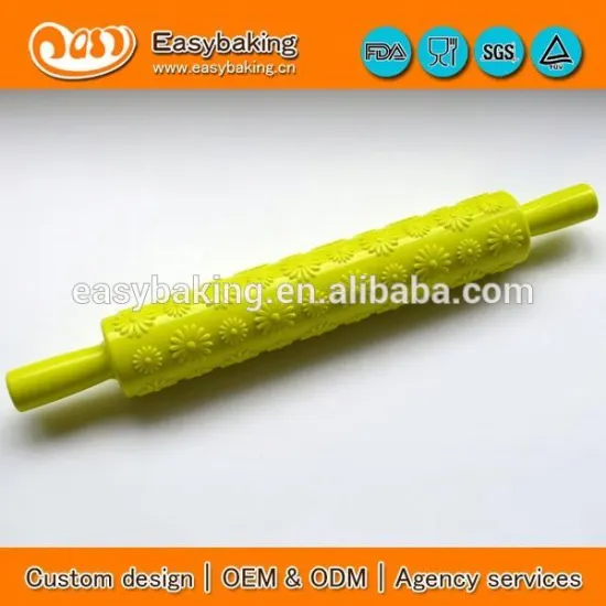 Wholesale custom fondant daisy embossing rolling pin plastic rolling pin
