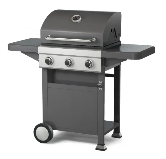 3 Burner Gas Grill with Folding Sides Red