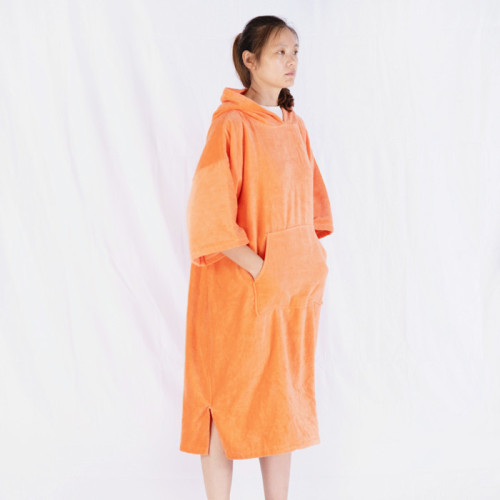 Orange cut pie cotton change robe travel poncho