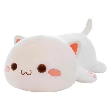 Almohada de juguete para niños de gatito blanco de barriga blanca