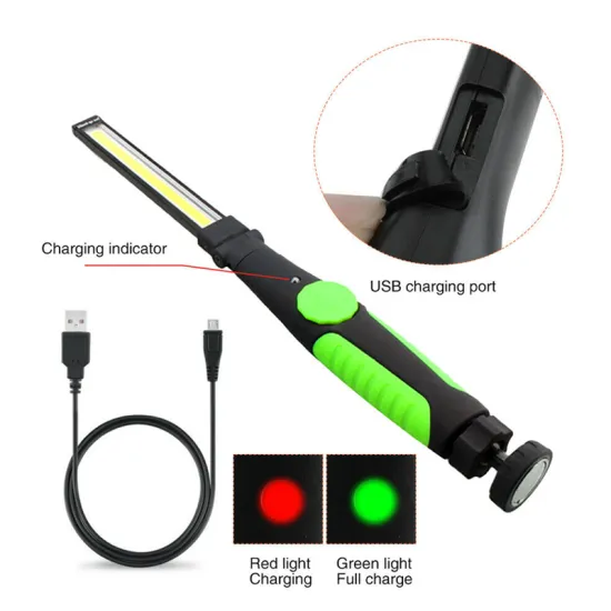 USB Rechargeable Foldable COB LED Work Light with Magnet for Inspection, 360 Degrees