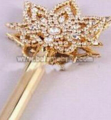 Gold Rhinestone Star Pageant Crown Scepter For Queen