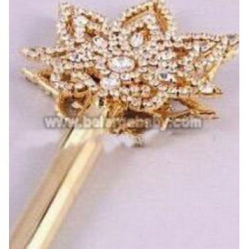 Cetro de la corona del concurso de estrellas de diamantes de imitación de oro para la reina