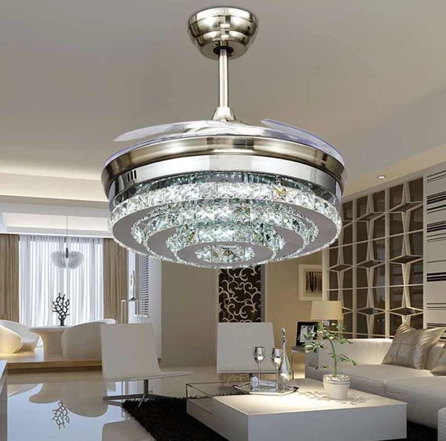 Telescopic ceiling fan chandelier for home