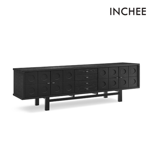 Black Matte Solid Wood Side Cabinet Solid Wood Imported Black Lacquer Long Side Cabinet Supplier