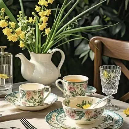 Elegant Blue Floral High-end Porcelain Tableware