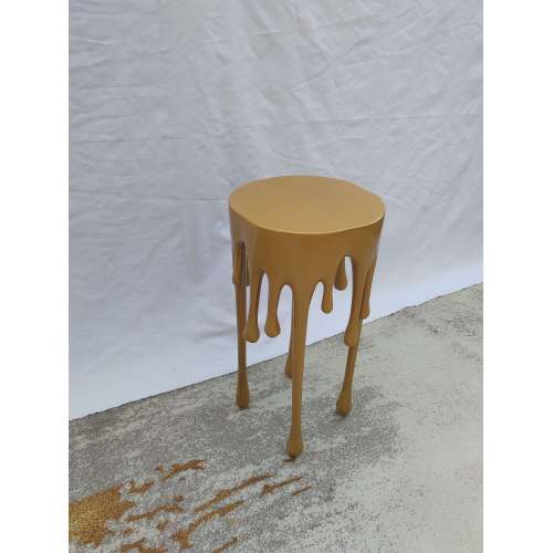 Modern Fiberglass Gold Metallic Drip End Side Table