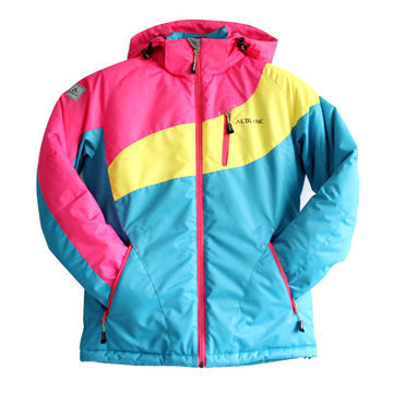 Ski jackets, 246T polyester ripstop with PU milky coating, polyester double lining ripstop
