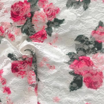 Floral Printed Lace Fabric