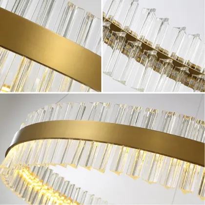 Modern Hanging Luxury Chandelier Brass Crystal Ceiling Lamp