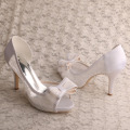 Bow High Heels Platform Pumps White Lace