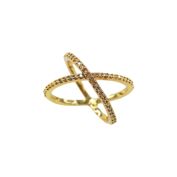 Gold Plated X Style Crossover Engagement Ring