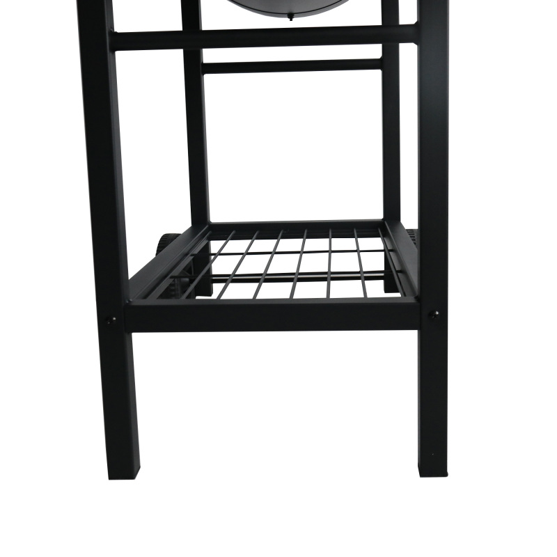 Outdoor Kitchen Black Windshield Grill Trolley Rectangular Charcoal Barbecue Grill