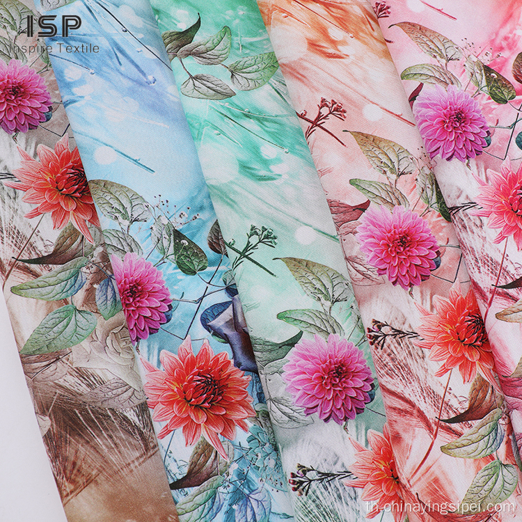 ทอสีที่กำหนดเอง Rayon Digital Printed Satin Fabric