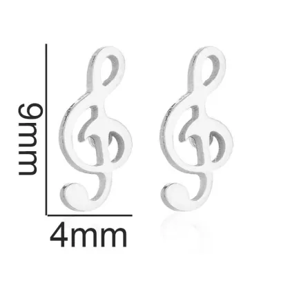 Stylish PVD Plated Stainless Steel Musical Note Stud Earrings for Women