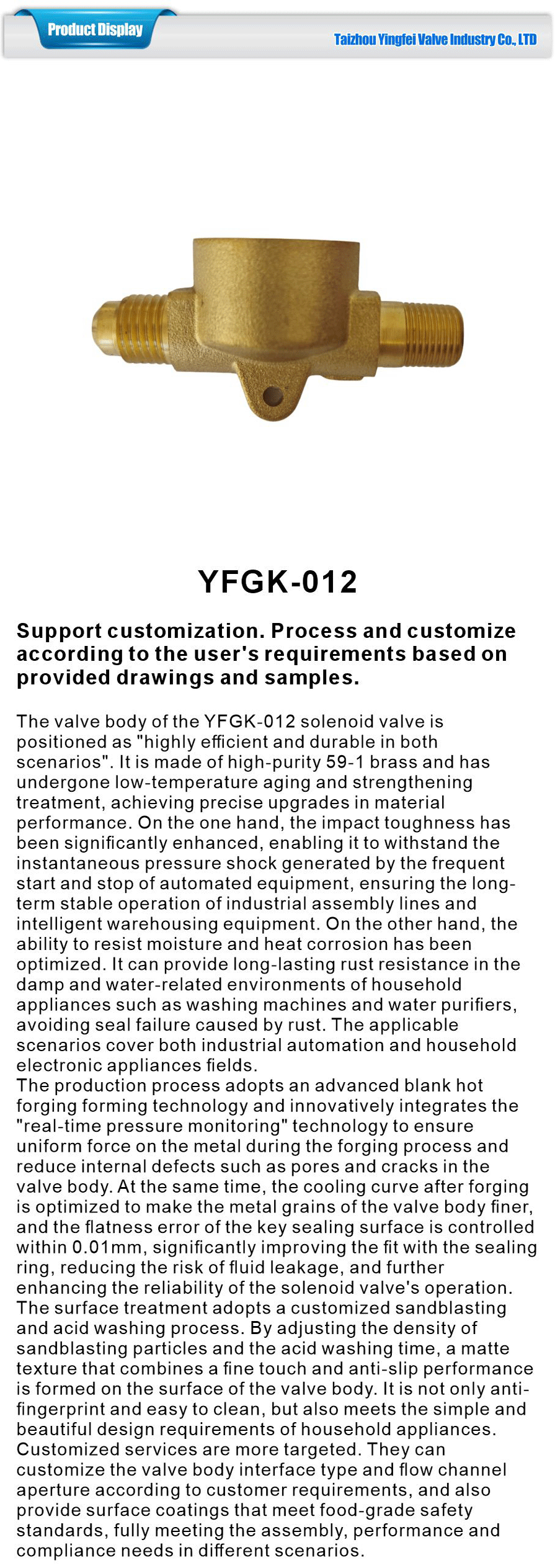 Electromagnetic valve body for household appliances-xiangqing1-YFGK-012