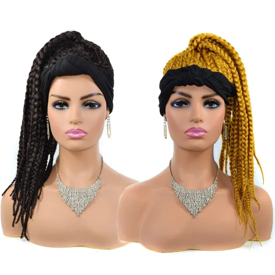 Wholesale Fashion Headbands Braiding Afro Drawstring Wig Synthetic Braiding Wigs African Curly Box Braids Wrap Puff Turban Hair