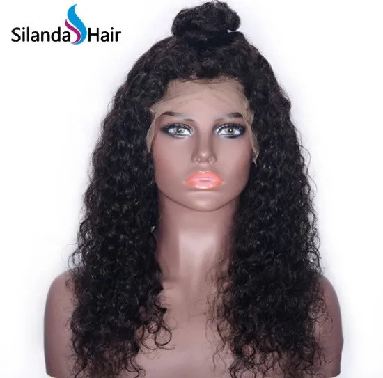 #1B Water Wave Brazilian Remy Human Hair Lace Front Wigs 16 Inch