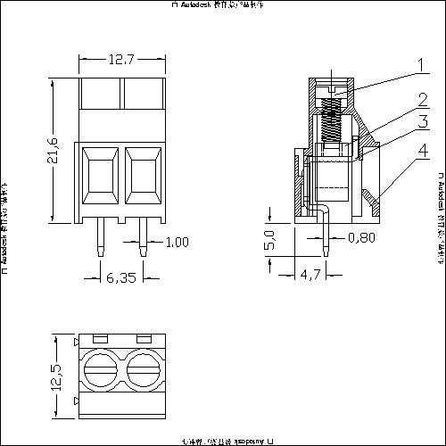 AT250-6.35-XP PCB Screw Terminal Block Pitch6.35