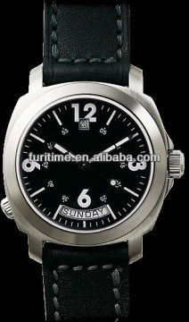 military pilot watch real leather strap super luminous hand