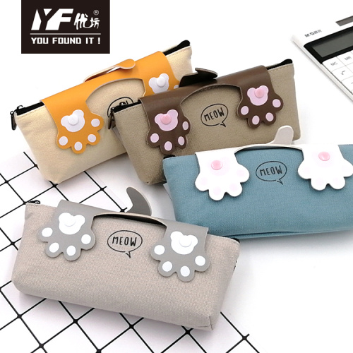 Canvas Pencil Case Cat pad pattern cute canvas pencil case Supplier