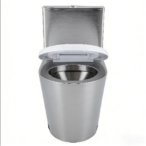 Toilette aus Edelstahl mit Deckel