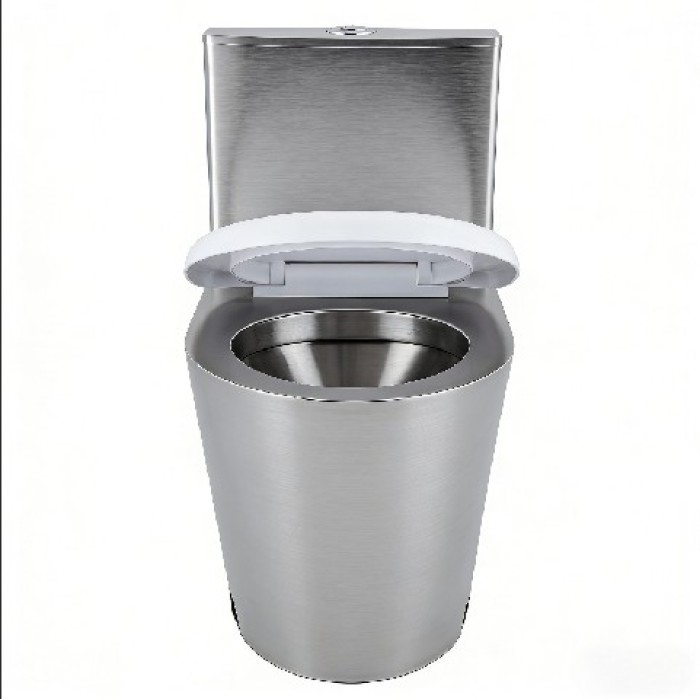 Toilette aus Edelstahl mit Deckel
