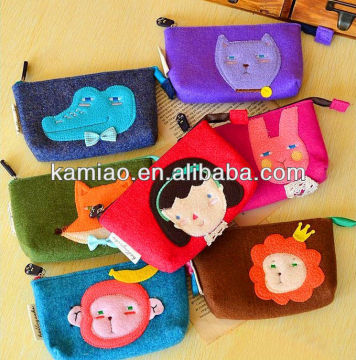 cute small felt animal zipper coin purse wholesale