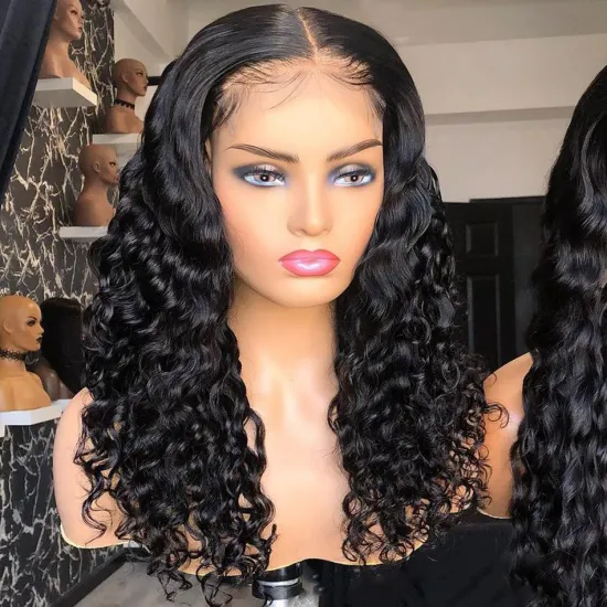 Deep Wave Curly Hd Swiss Lace Frontal Wig Raw Indian Virgin Human Hair Wig Wholesale Full Lace Front Wig For Black Women Vendor