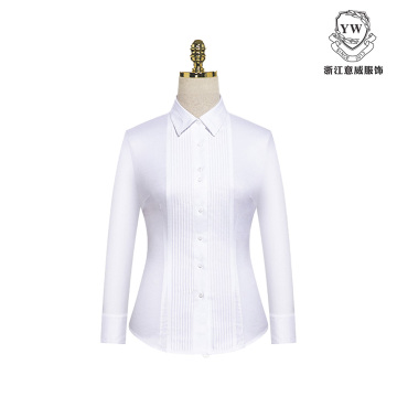 MTV-162 White Twill Long Sleeve Blouse for Women