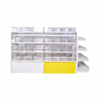 Supermarket bulk snack shelves