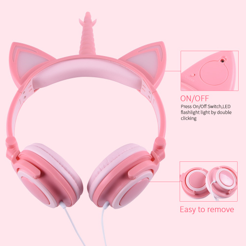 Fashion Wired Foldable Unicorn headphone for Kids