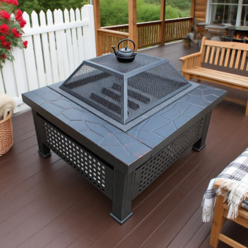 Outdoor Iron Fire Pit Square Mesh